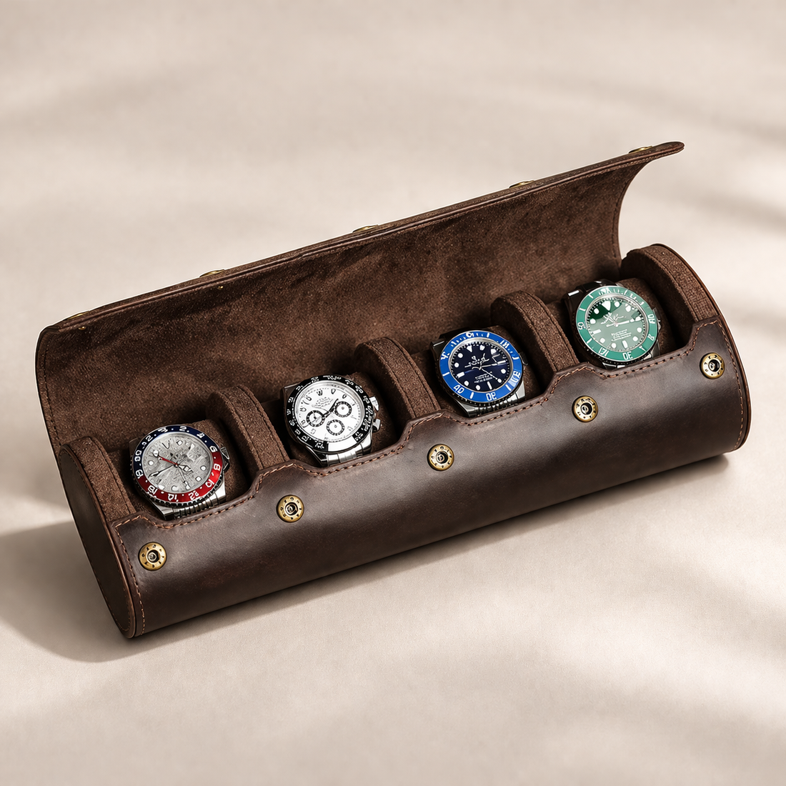 Personalized leather watch case and desk mat, Boss's Day gift ideas