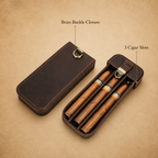 Leather Cigar Travel Case - Holds 3 or 6 Cigars Tigre X Studio