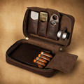 Leather Cigar Travel Case, Full Grain Leather 5 Cigar Humidor Tigre X Studio