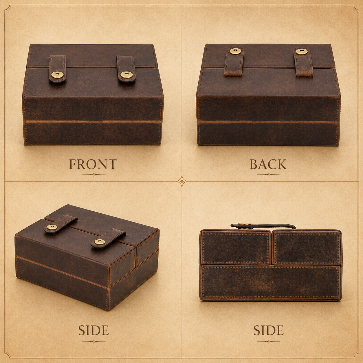 Leather Cigar Humidor Case - 7 Cigars, Travel Holder with Hygrometer, Humidifier, Lighter & Cutter Pocket Tigre X Studio