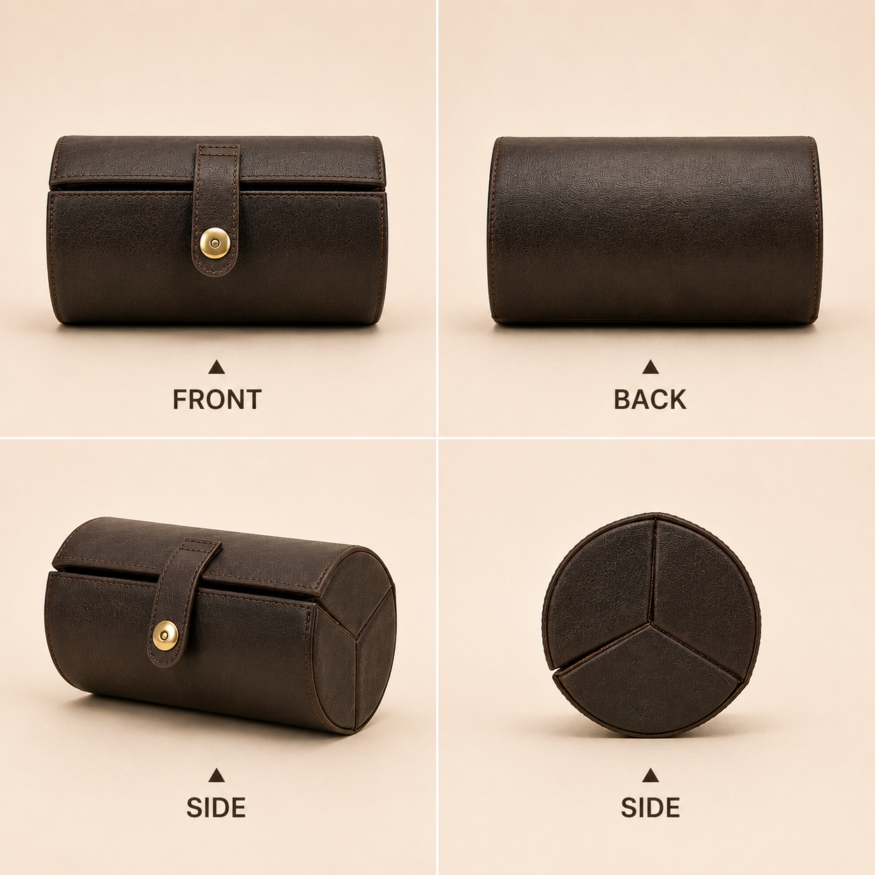 Leather Sunglasses Travel Case – 3 Slot Eyewear Organizer, Vintage Glasses Storage Tube Tigre X Studio