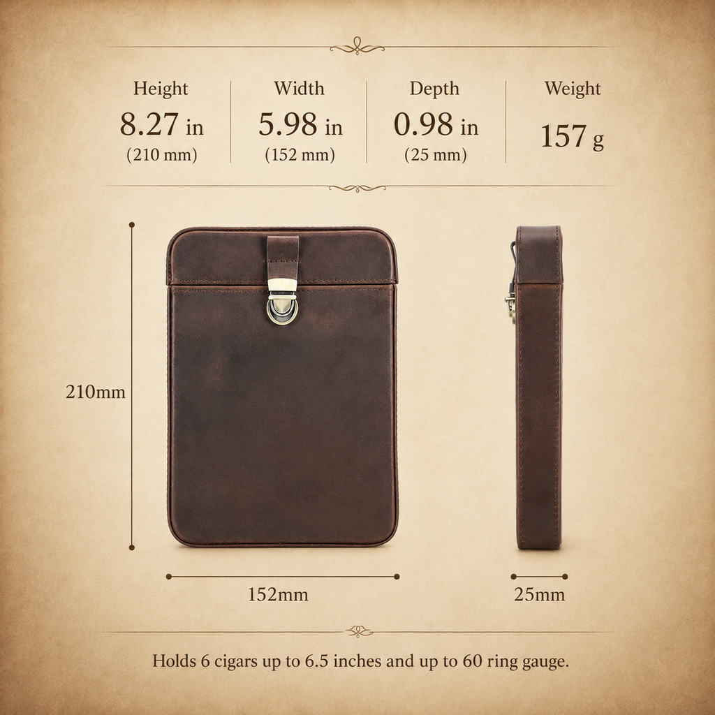 Leather Cigar Travel Case - Holds 3 or 6 Cigars Tigre X Studio