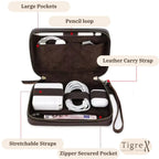 Personalized Leather Cable Organizer – Monogrammed Travel Tech Pouch | Groomsmen Gift - Tigre X Studio