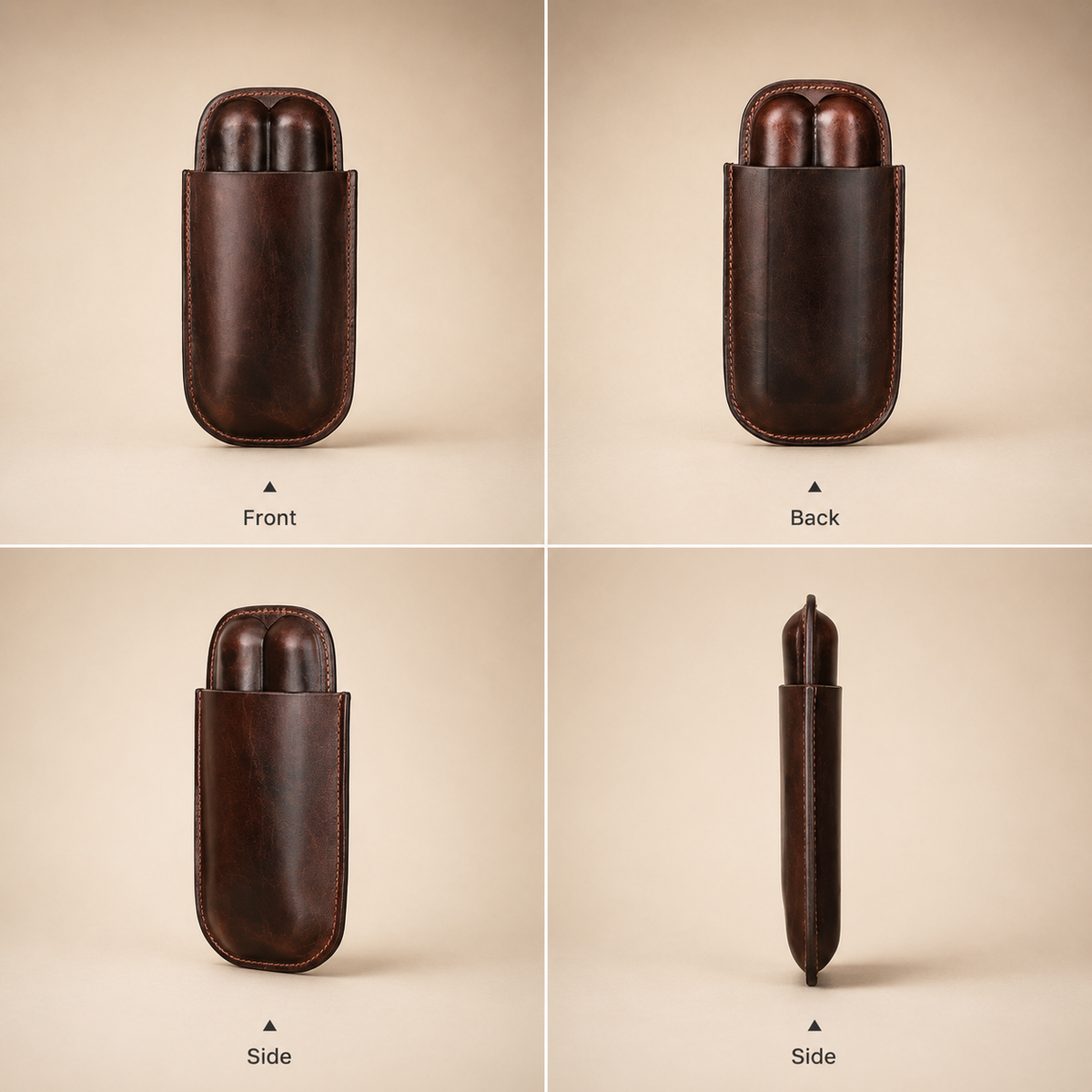 Leather cigar case styled for travel