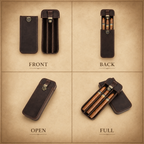 Leather Cigar Travel Case - Holds 3 or 6 Cigars Tigre X Studio