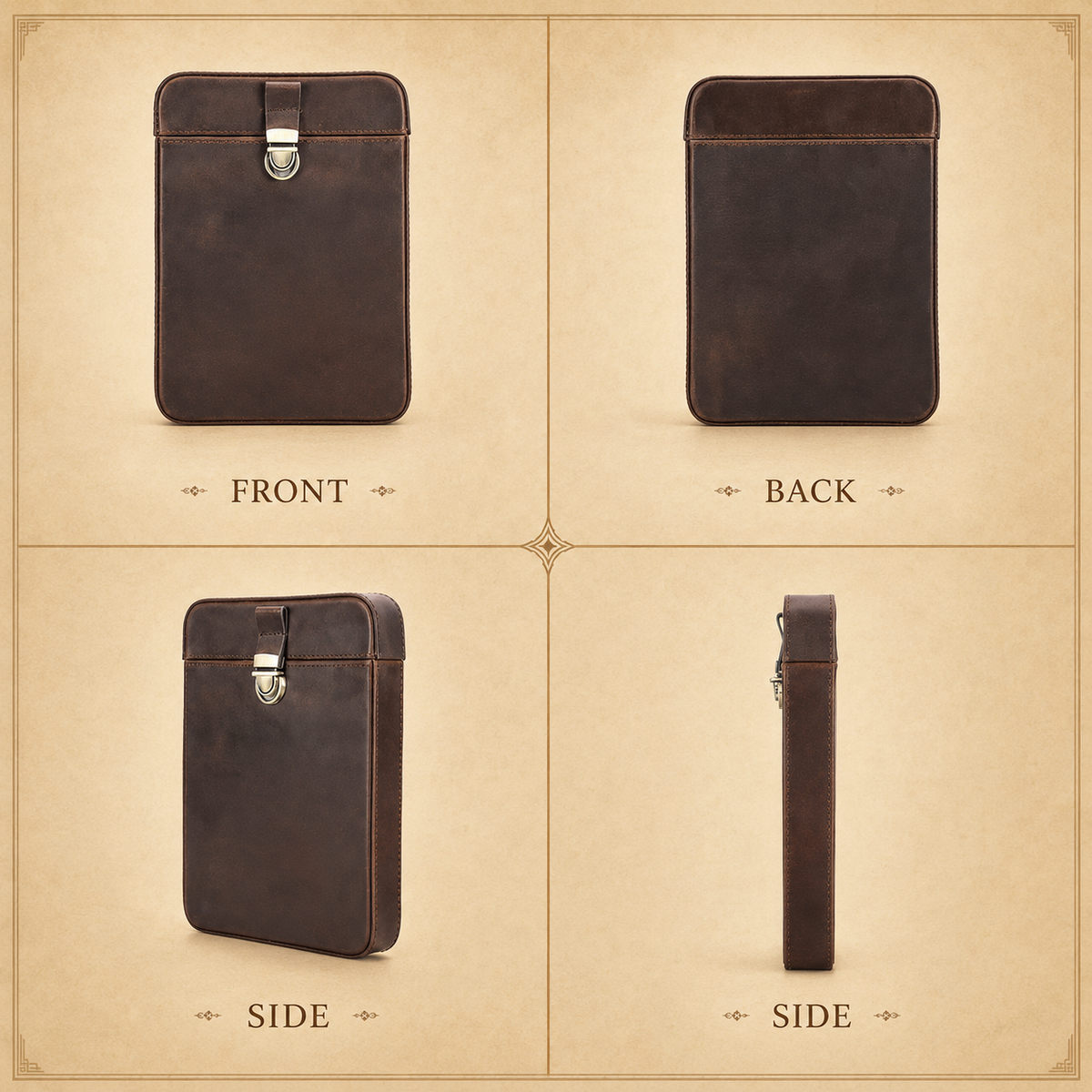 Leather cigar case, full-grain leather texture detail
