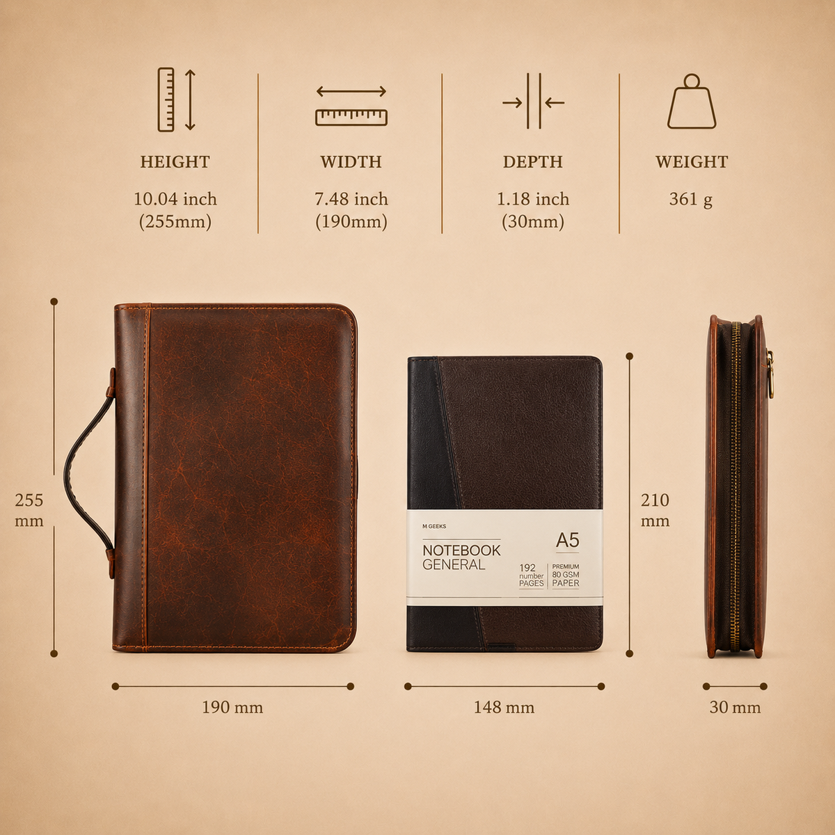 Leather Bible cover and organizer with zipper, a personalized Christian gift