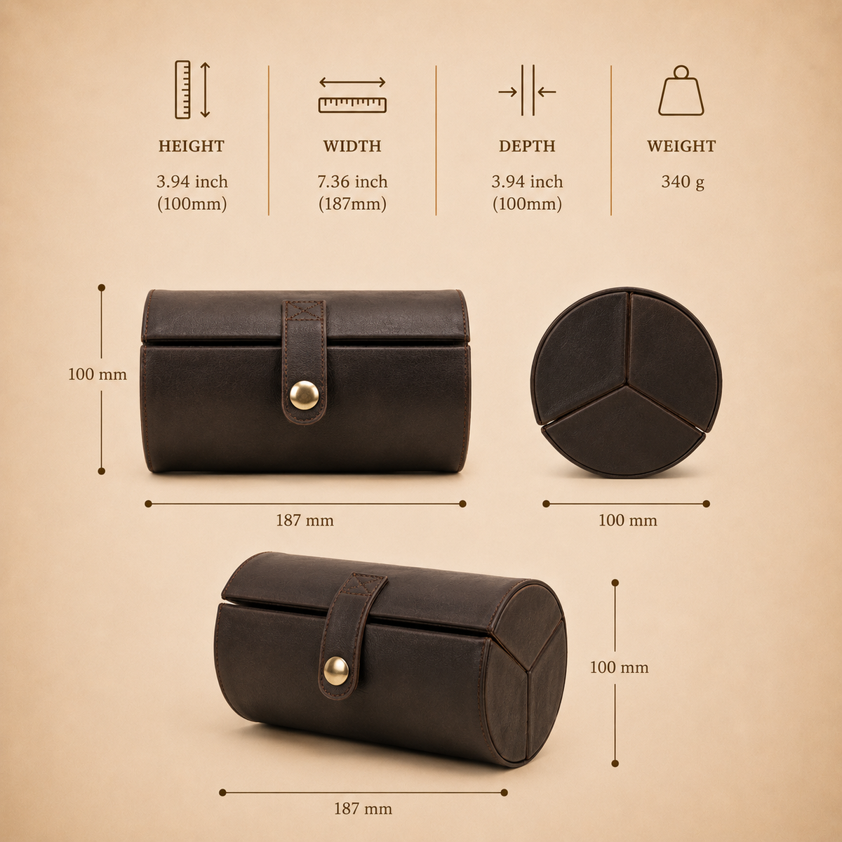Leather sunglasses case styled for travel