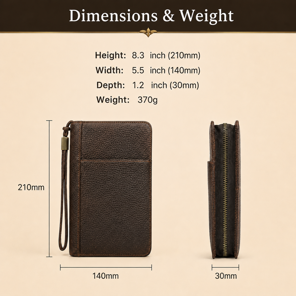 Leather Cigar Case Travel Humidor Pouch, Holds 5 Cigars with Lighter & Cutter Pocket Tigre X Studio