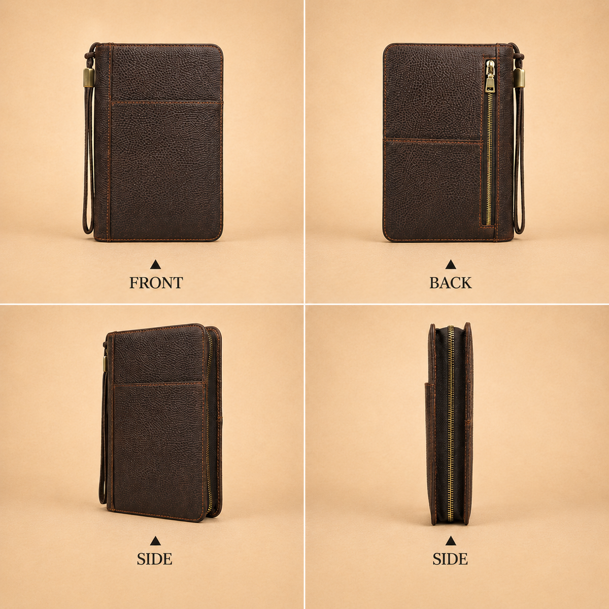 Leather cigar case, full-grain leather texture detail