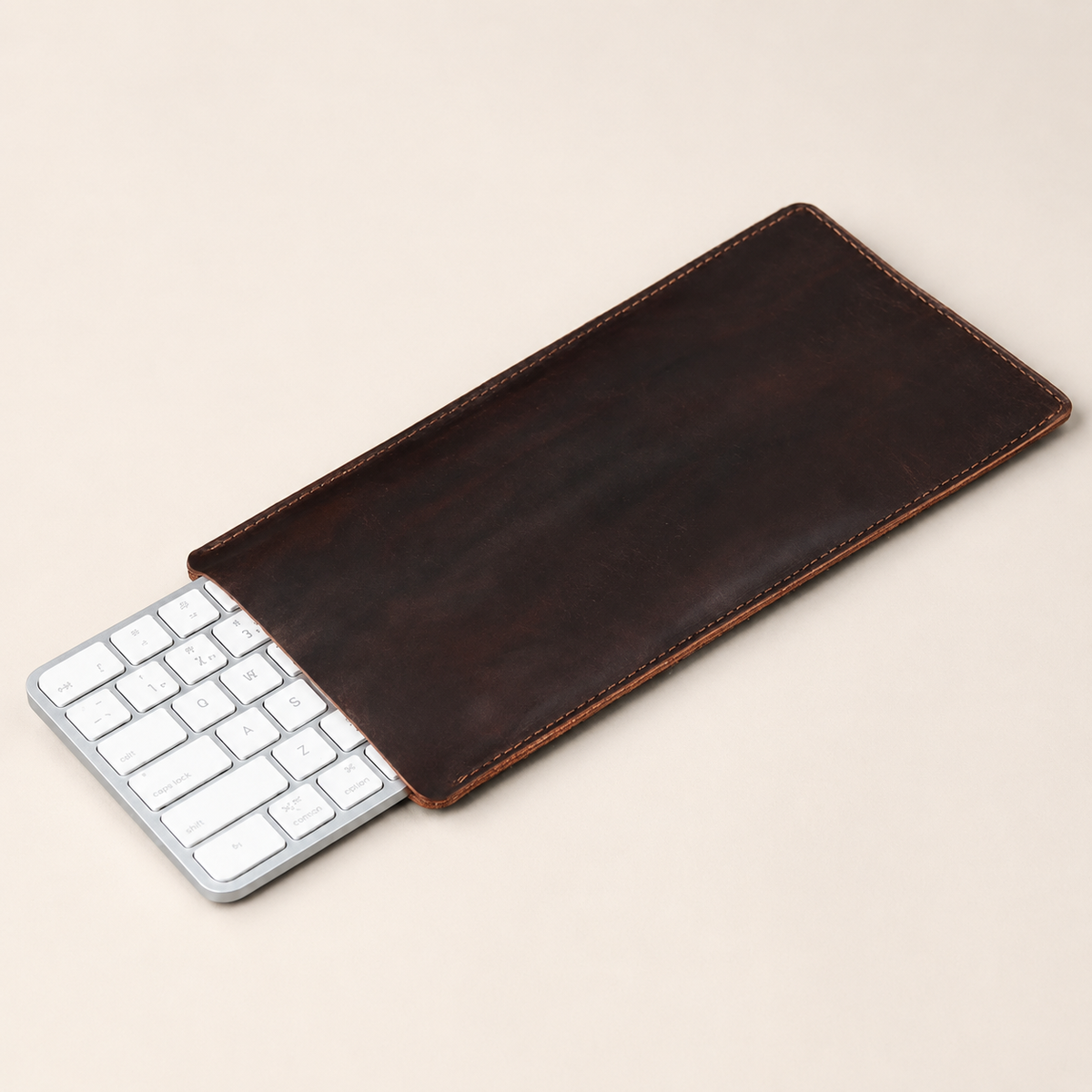 Personalized leather keyboard sleeve, full-grain handmade