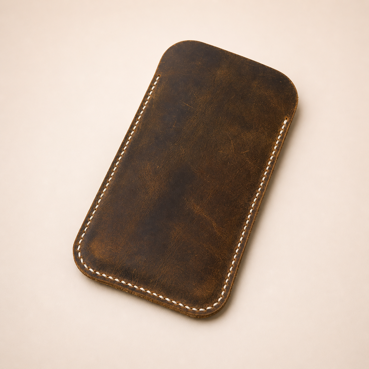Personalized Leather Phone Sleeve – Full-Grain Handmade Case Tigre X Studio