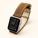 Leather Apple Watch band with adapter for 38mm 40mm 42mm and 44mm cases