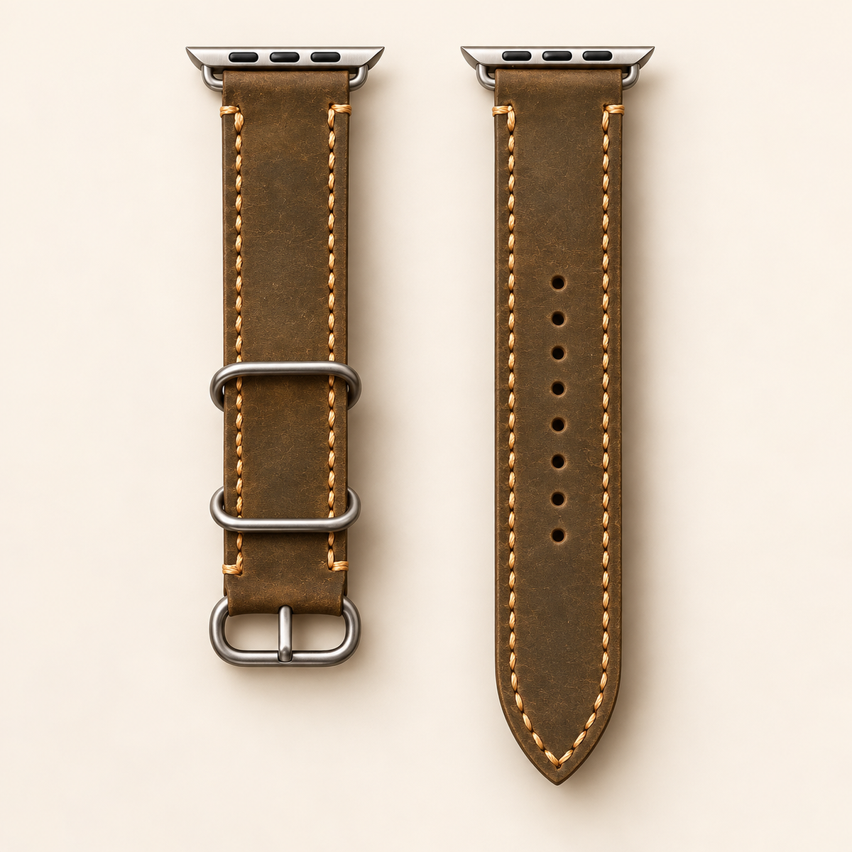 Soft pigskin lining inside the leather Apple Watch band