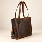 Personalized Leather Tote Bag – XL Full-Grain Work & Laptop Tote TigreX Leather Studio
