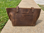 Personalized Leather Tote Bag – XL Full-Grain Work & Laptop Tote TigreX Leather Studio