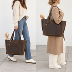 Personalized Leather Tote Bag – XL Full-Grain Work & Laptop Tote TigreX Leather Studio