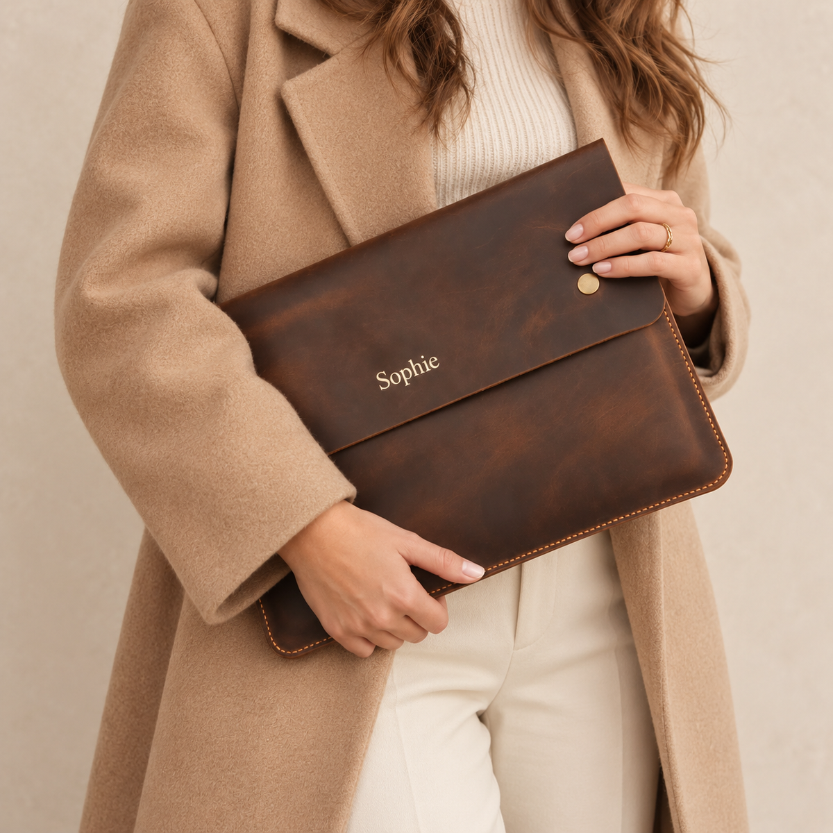 Personalized Leather Tote Bag – XL Full-Grain Work & Laptop Tote TigreX Leather Studio