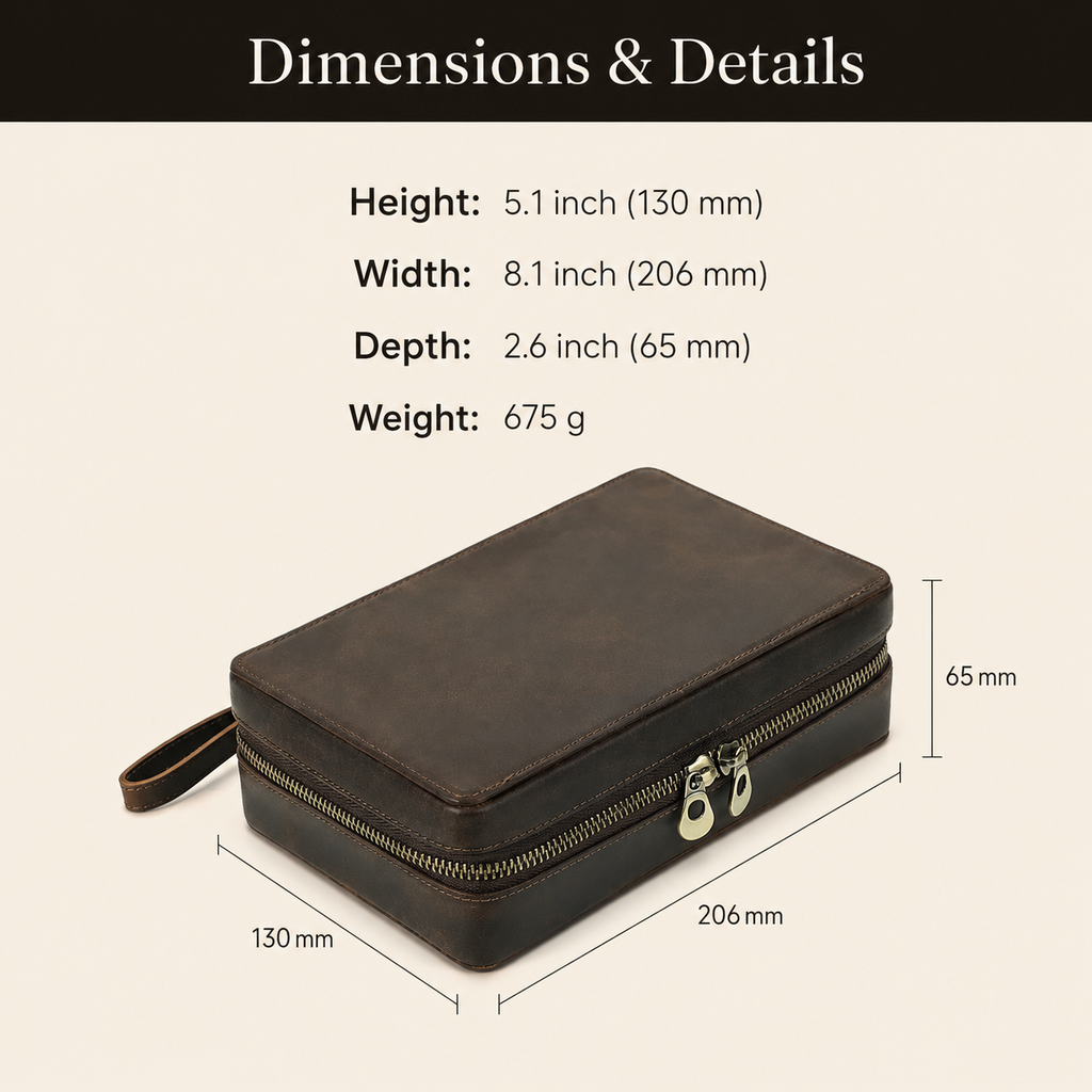 Cigar Travel Case - 4 Cigars, Lighter & Cutter Pocket, Humidor Pouch Tigre X Studio