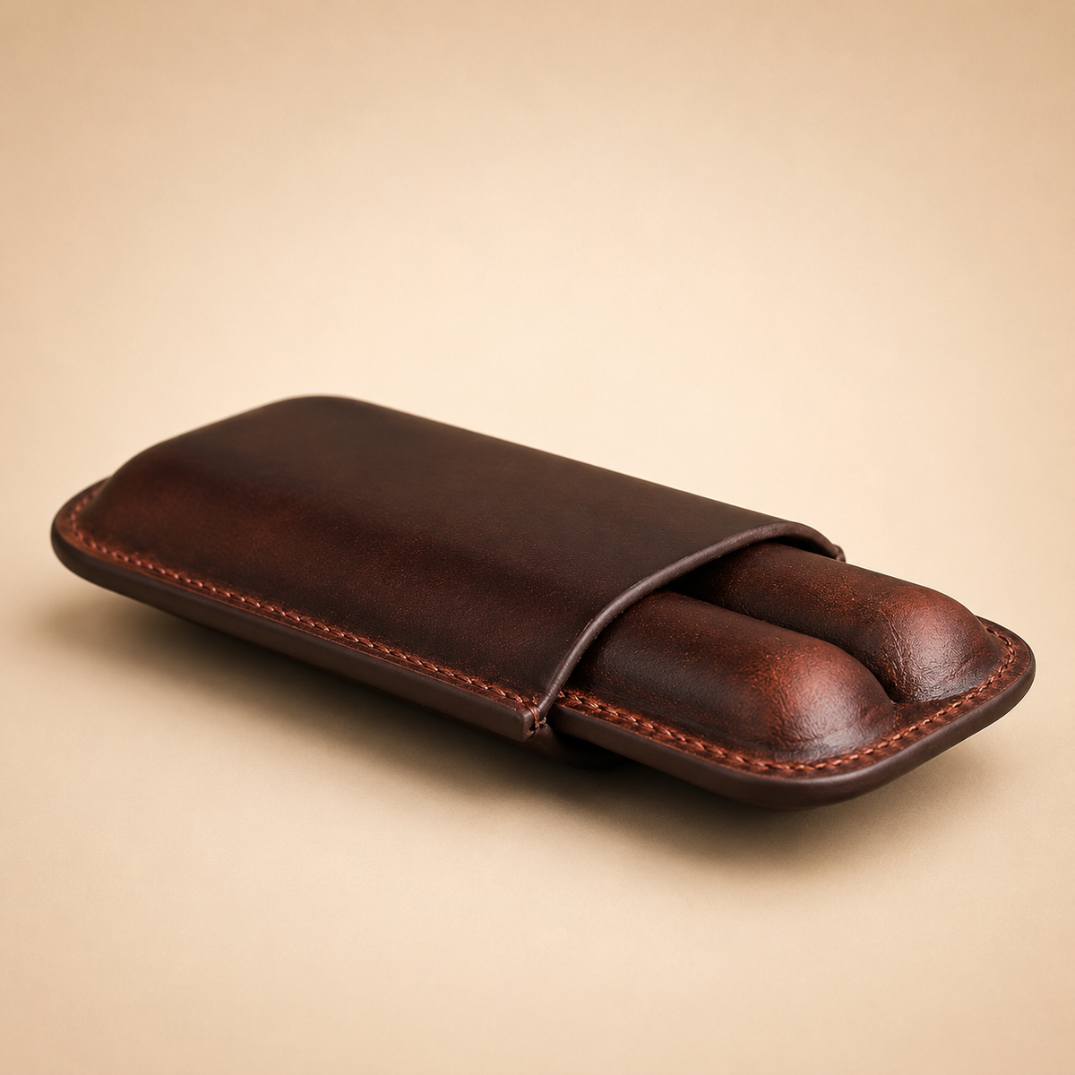 Custom engraving detail on an adjustable leather cigar case