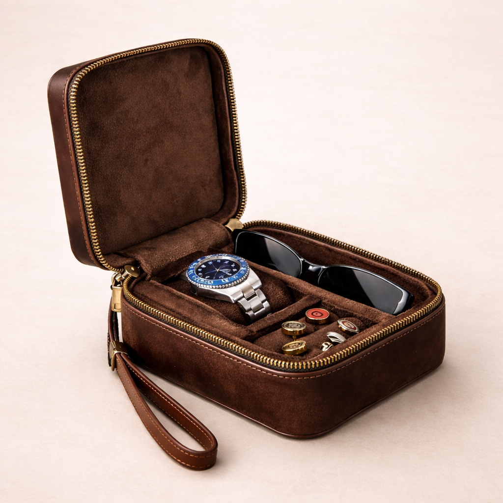 The Executive Travel Bundle - leather watch case and tech organizer