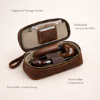 Full-Grain Leather Pipe Case – Travel Organizer for 2 Pipes with Accessories Tigre X Studio