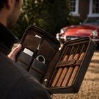 Cigar Travel Case - 4 Cigars, Lighter & Cutter Pocket, Humidor Pouch Tigre X Studio