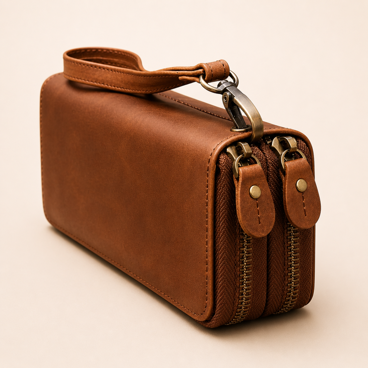 Leather Long Wallet – Genuine Cowhide Zip Around Travel Wallet Tigre X Studio