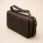 Leather Long Wallet – Genuine Cowhide Zip Around Travel Wallet Tigre X Studio