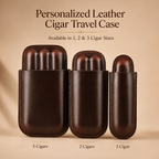 Personalized Leather Cigar Case – Full-Grain, Adjustable 1 to 4 Cigars, Cutter Slot TigreX Leather Studio