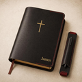 Leather Bible Cover Personalized | Full-Grain, Custom Name & Cross Engraved Tigrex Studio