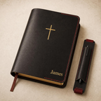 Leather Bible Cover Personalized | Full-Grain, Custom Name & Cross Engraved Tigrex Studio