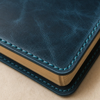 Blue Leather Bible Cover Personalized | Full-Grain, Custom Name & Cross Engraved Tigrex Studio