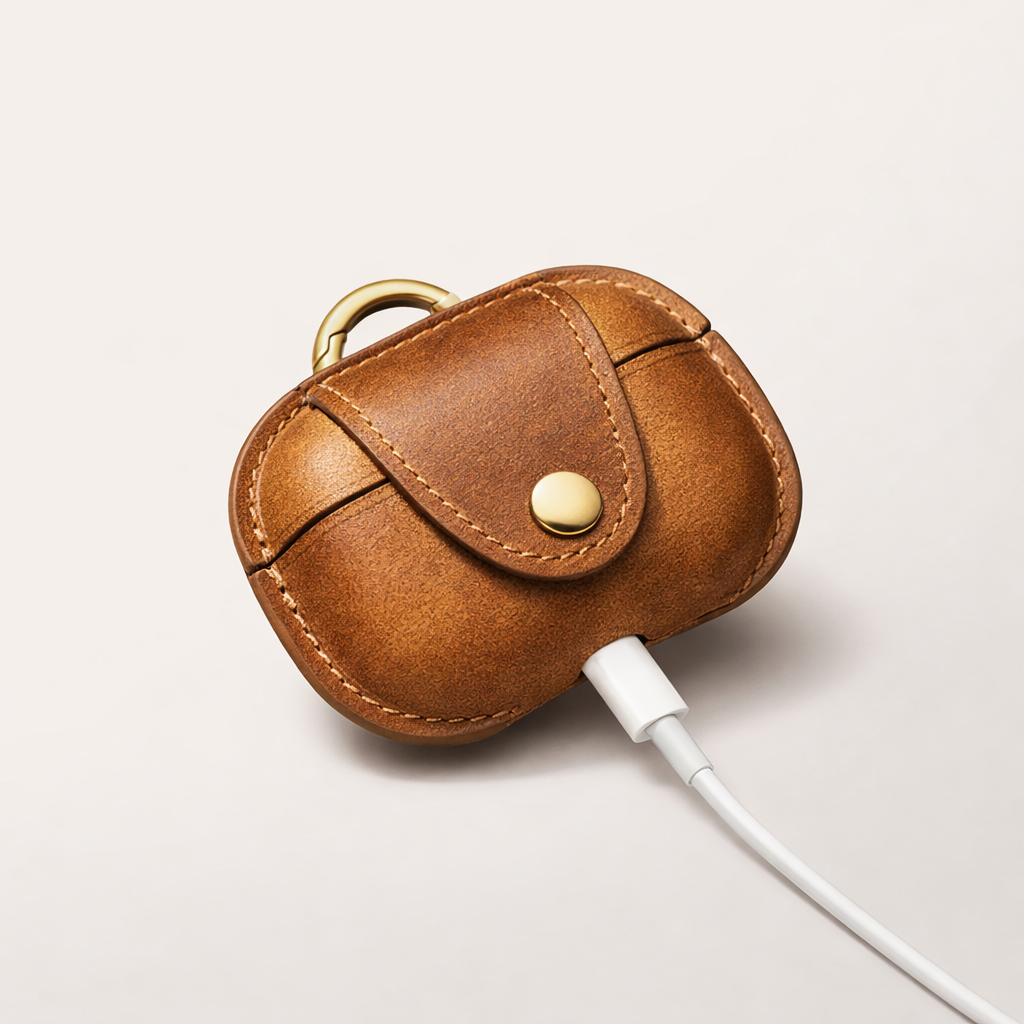 AirPods Pro (2nd Gen) leather case shown open