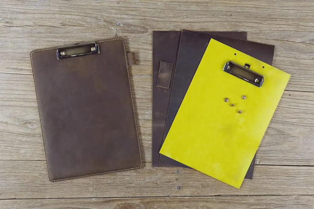 Leather clipboard styled for office use