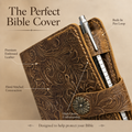 Floral embossed leather Bible cover, full-grain, personalized with custom name