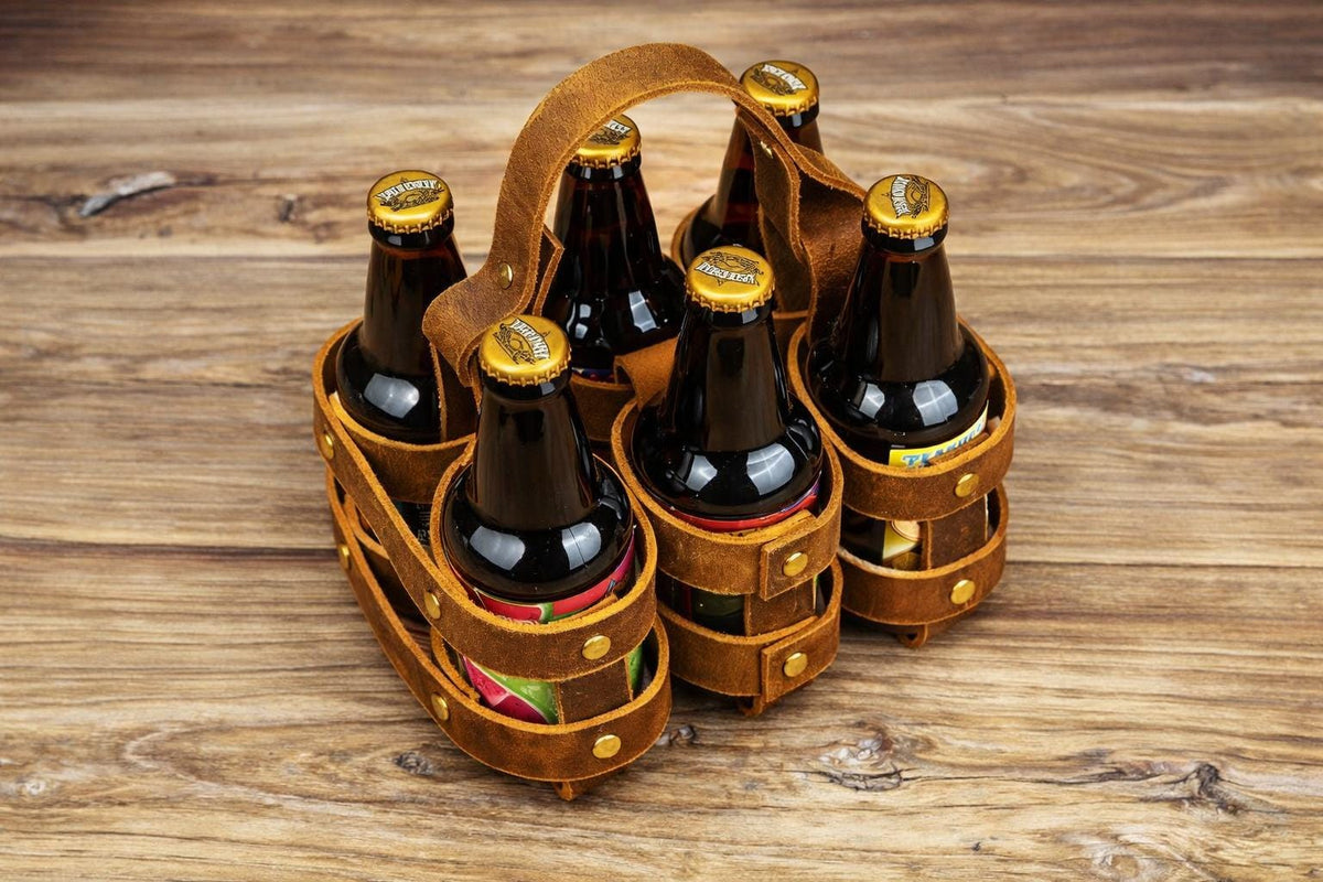 Leather Beer Holster with bottle opener, full-grain handcrafted