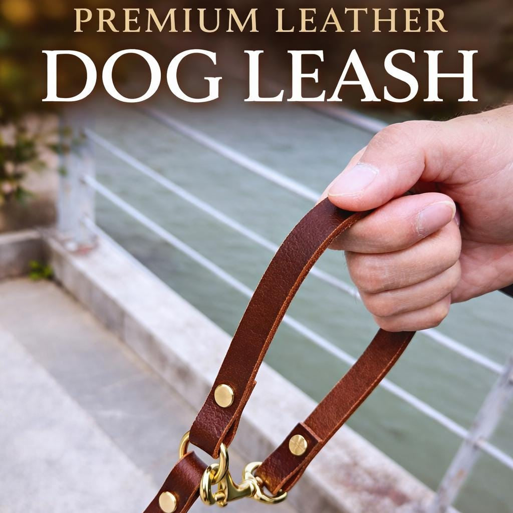Close-up of solid brass hardware on a leather dog collar