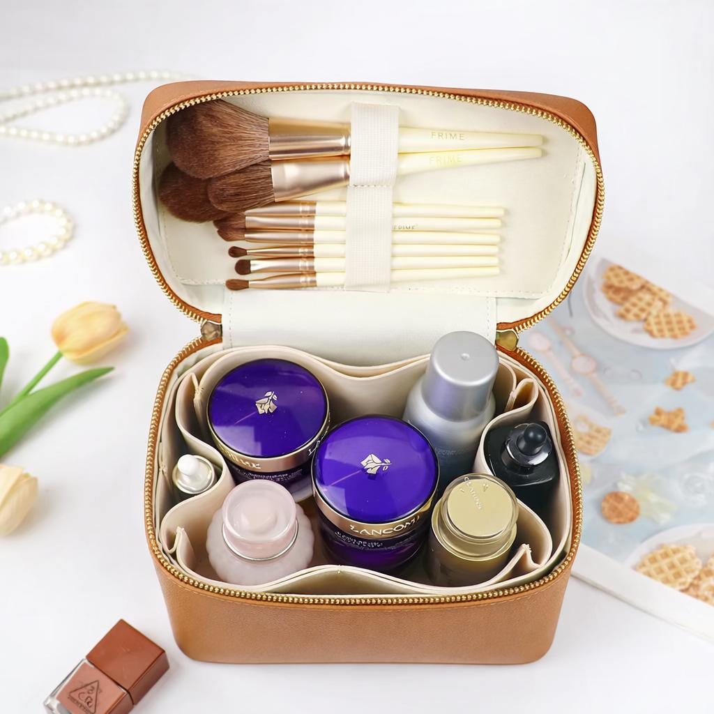 Leather Makeup Case – Structured Cosmetic Organizer for Travel & Everyday Use Tigre X Studio