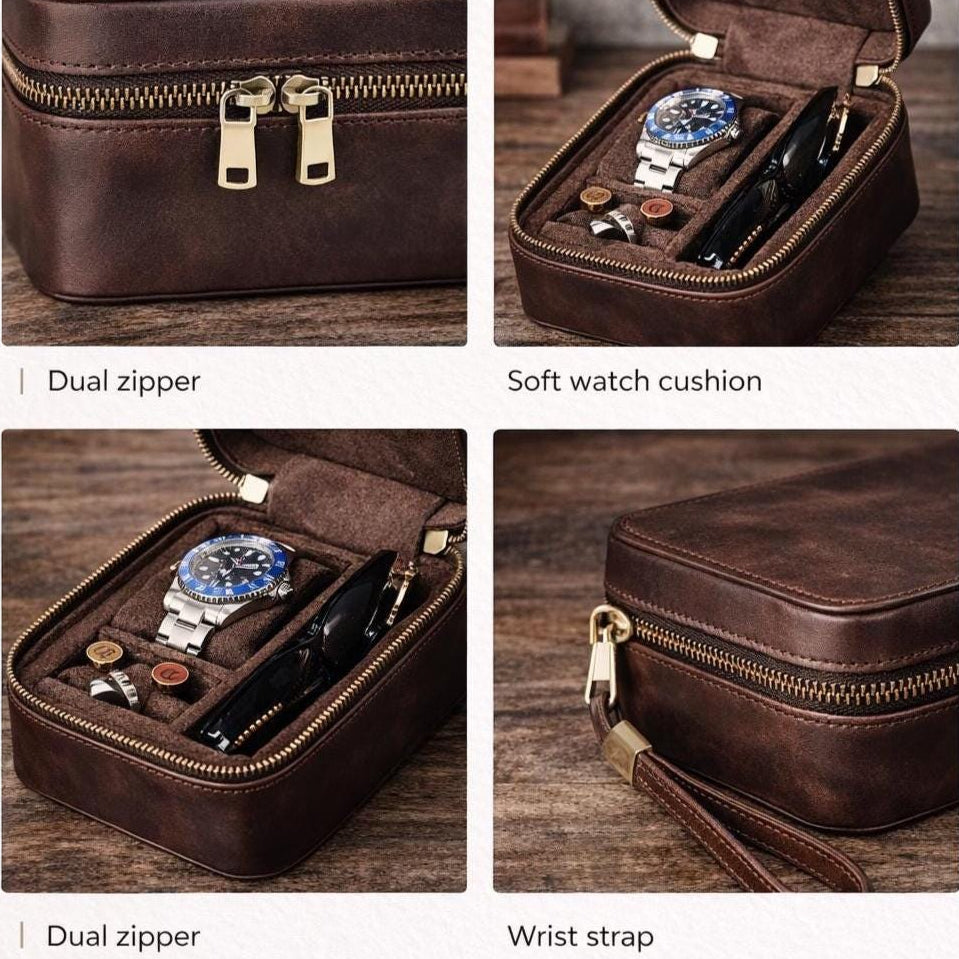 Genuine Leather Travel Watch and Jewelry Organizer Case Tigre X Studio