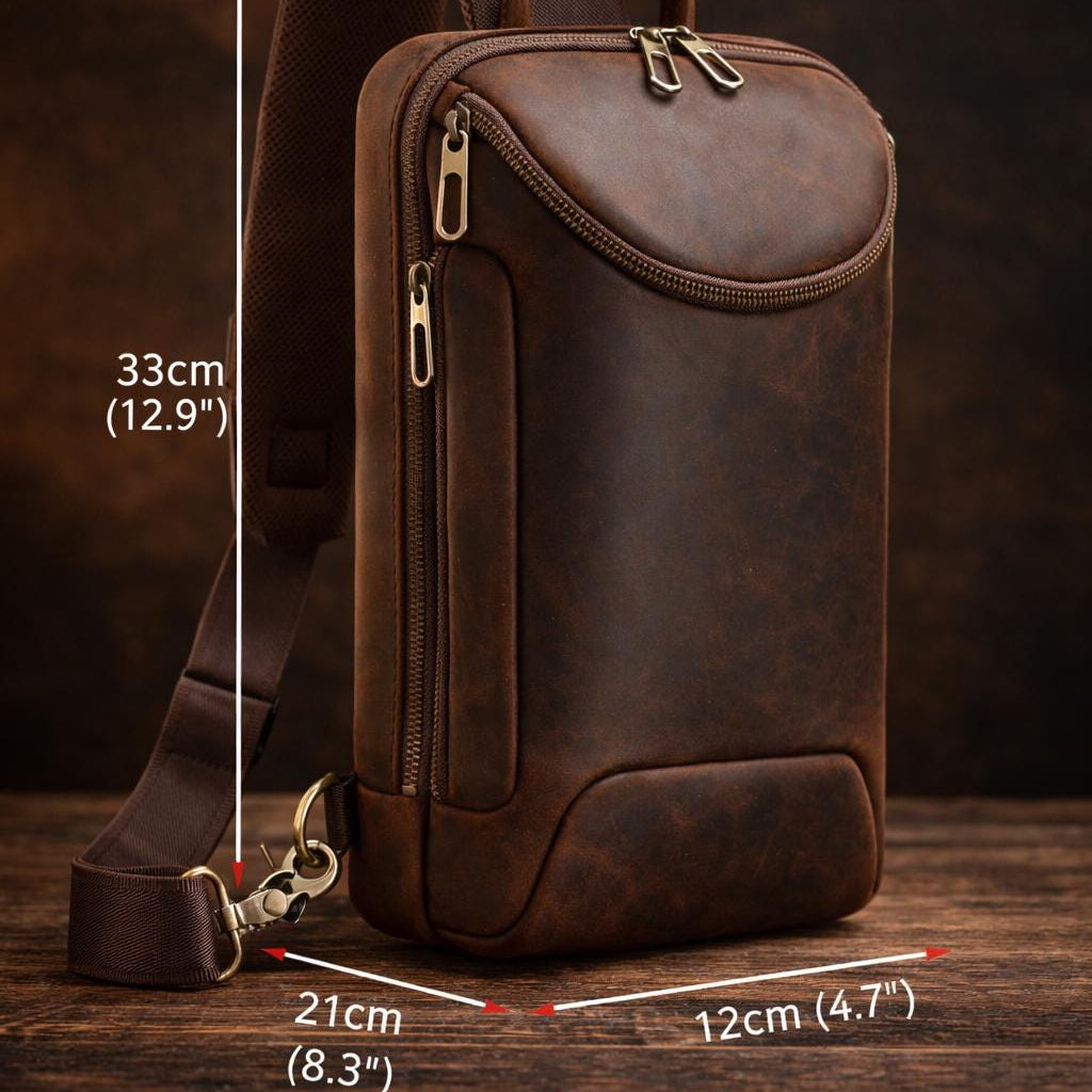 Handmade Chest Bag | Full-Grain Crossbody Sling - iPad Case Tigre X Studio