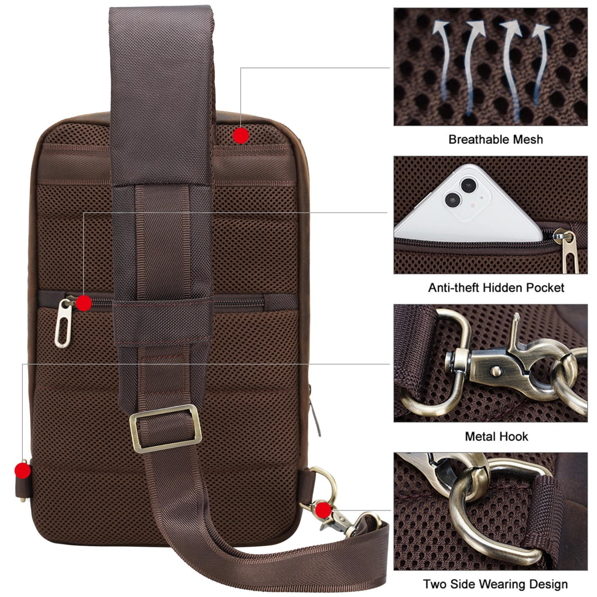 Handmade Chest Bag | Full-Grain Crossbody Sling - iPad Case Tigre X Studio