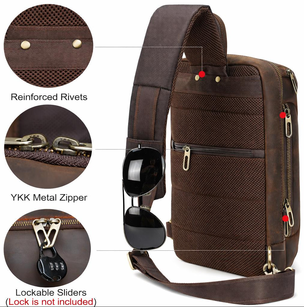 Handmade Chest Bag | Full-Grain Crossbody Sling - iPad Case Tigre X Studio