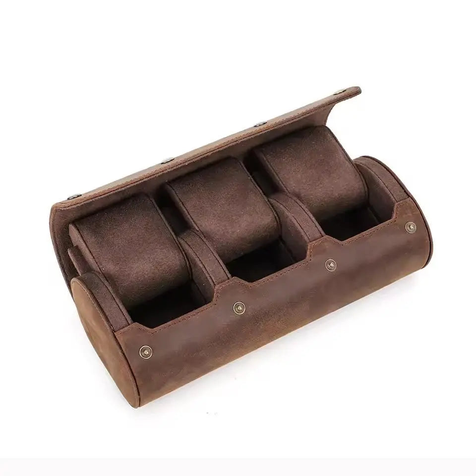 Personalized Leather Watch Box  1/2/3/4/6/8/10/12 Slot Travel Case Vintage Leather Watch Organizer, Gift for Him, Groomsmen Gift - Tigre X Studio