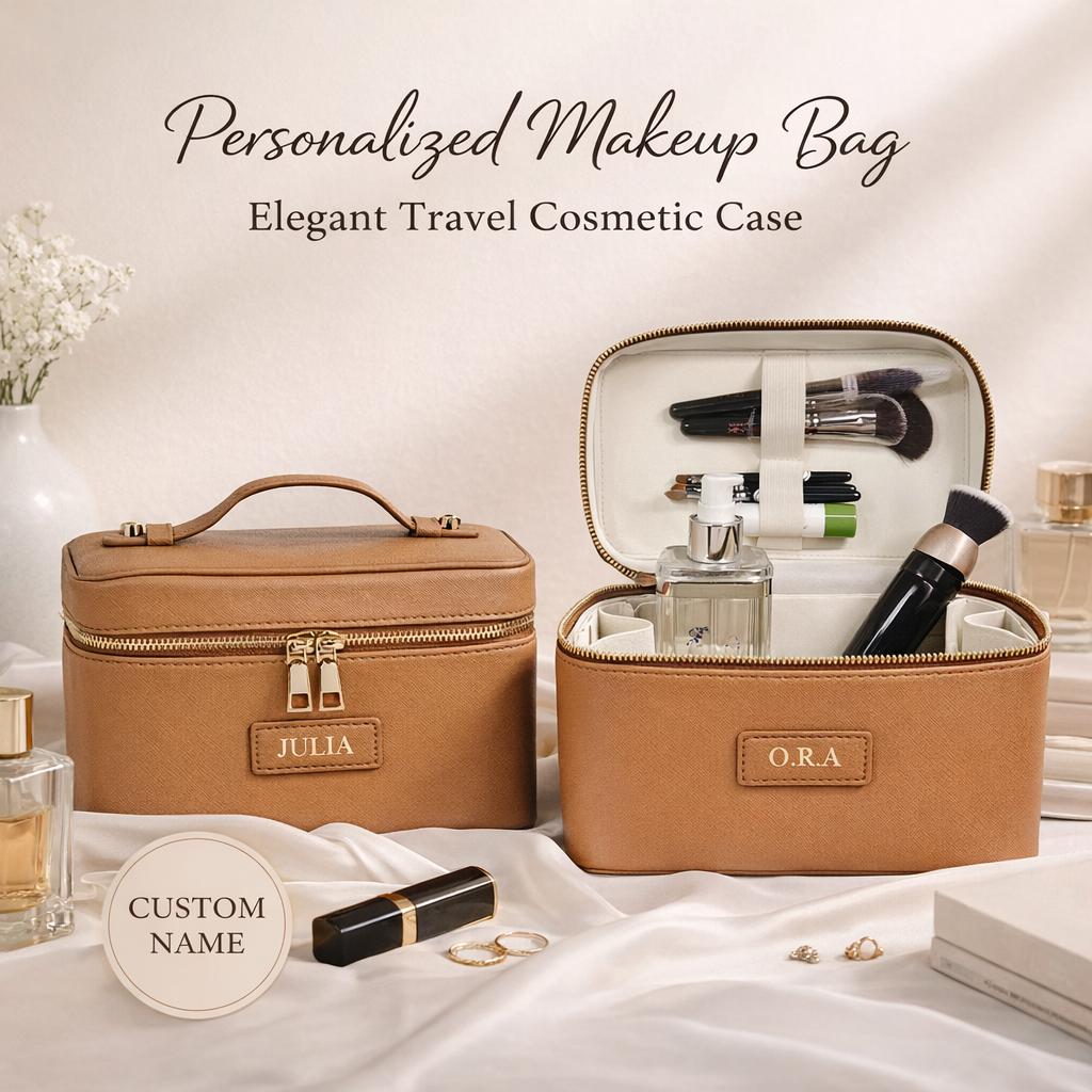 Leather Makeup Case – Structured Cosmetic Organizer for Travel & Everyday Use Tigre X Studio