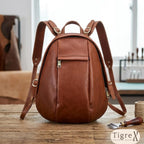 Monogram Leather Backpack – Full-Grain Travel & Laptop Bag Tigre X Studio