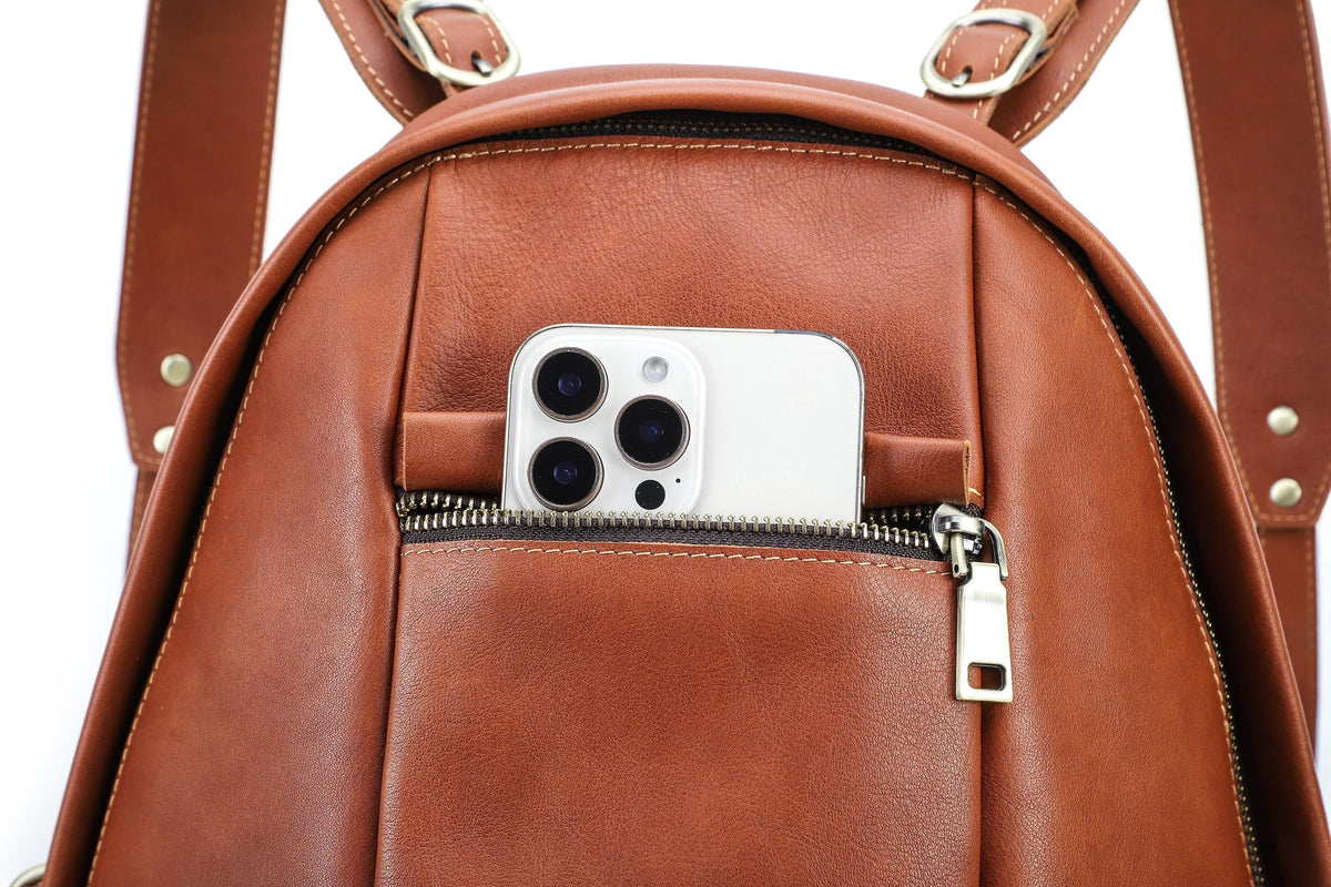 Monogram Leather Backpack – Full-Grain Travel & Laptop Bag Tigre X Studio