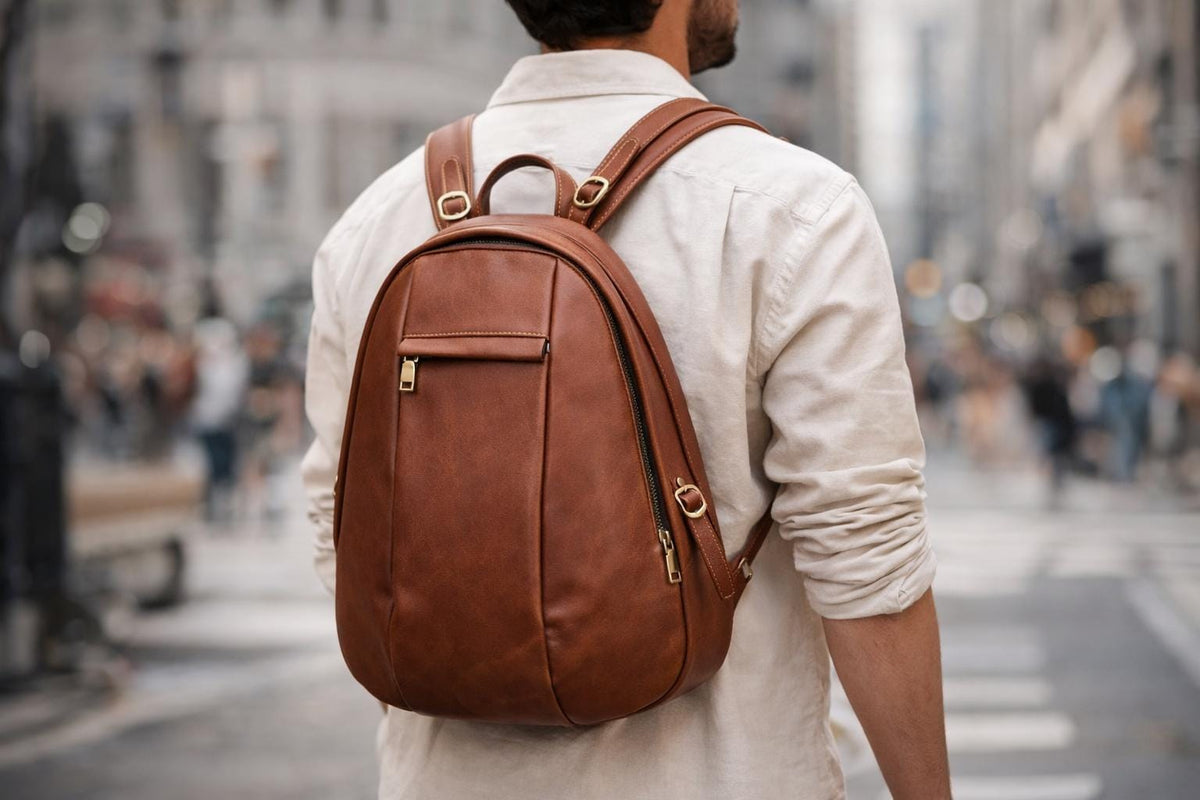 Monogram Leather Backpack – Full-Grain Travel & Laptop Bag Tigre X Studio