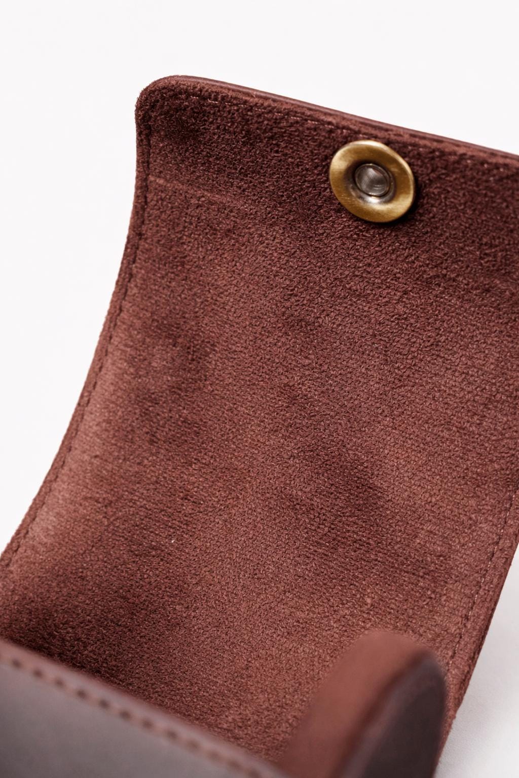 Close-up of Crazy Horse leather texture on a tie case