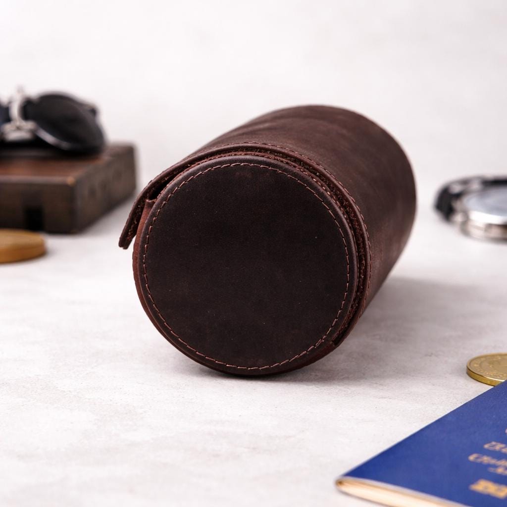 Personalized Leather Tie Case – Luxury Travel Organizer (Crazy Horse Leather) Tigre X Studio
